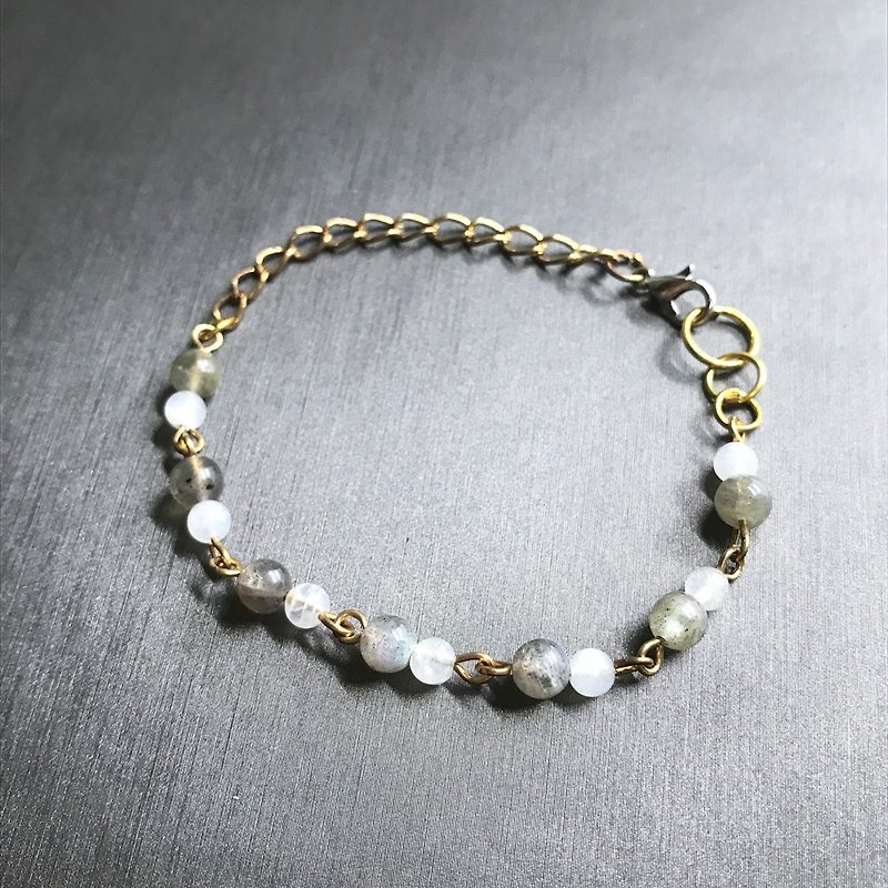 Golden blue rhyme moonlight extended combination metal bracelet - Bracelets - Gemstone Silver