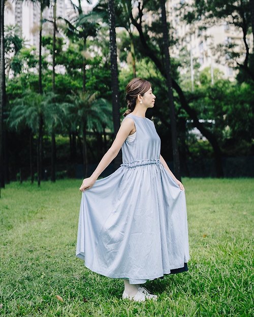 SHIROI Cinderella 春夏藍直條紋連身裙