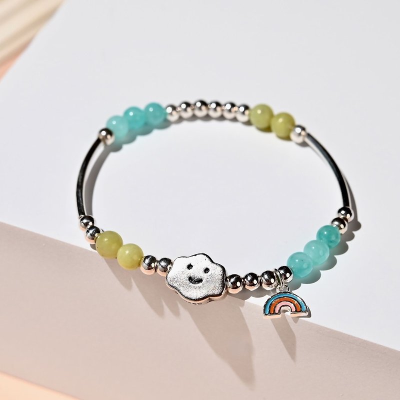 Cloud Series-Children's Bracelet/Handmade Beads | Tianhe Stone* Olive Jade - Bracelets - Gemstone Multicolor