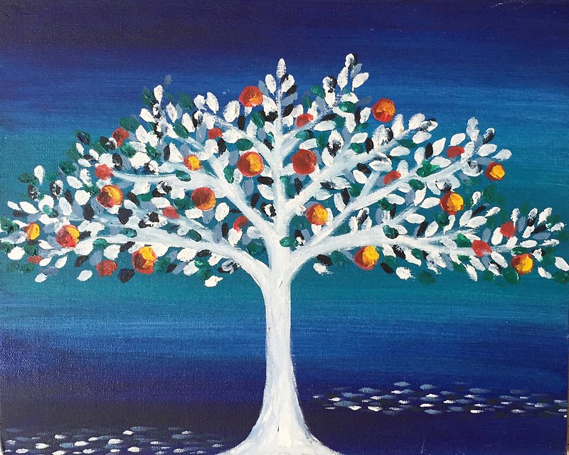 Original painting tree and starry sky Rashsu custom - Posters - Cotton & Hemp 