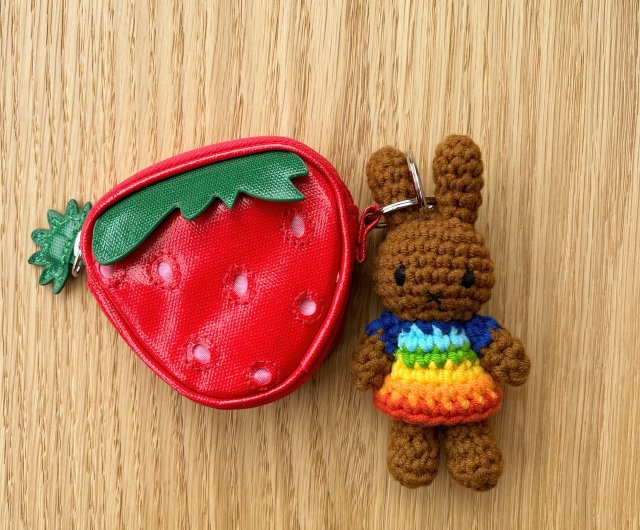 Miffy Handmade Crochet Keychain- Brown Rainbow