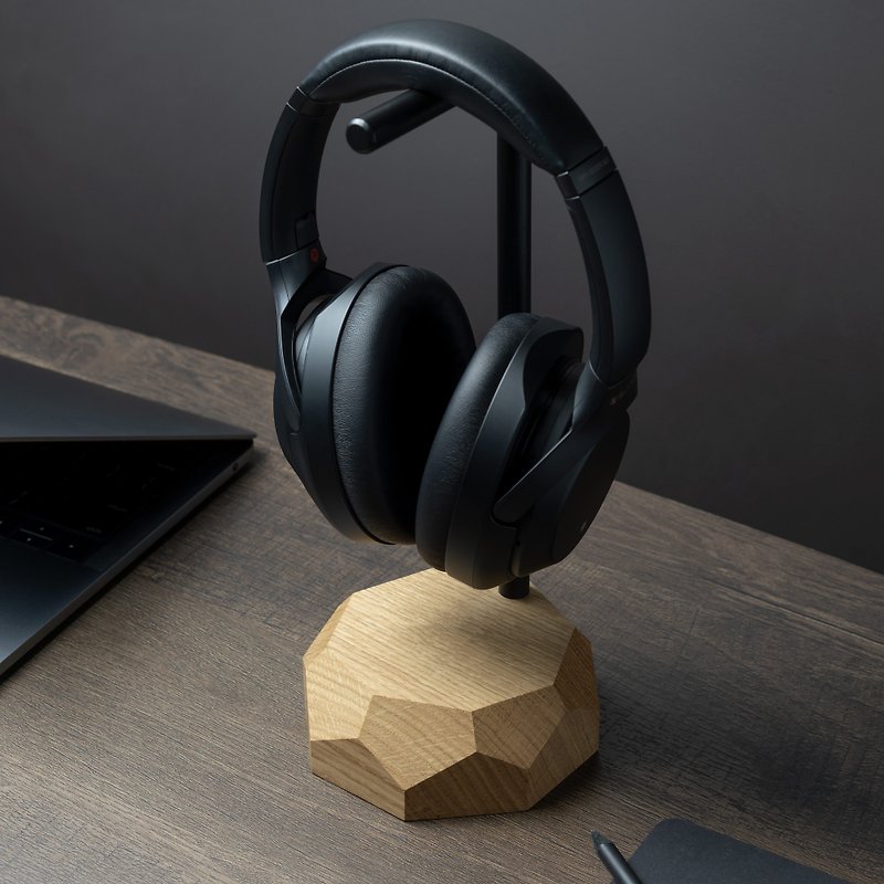 Headphone Stand, headset stand, wooden headphone holder, gift for him, gamer - Headphones & Earbuds - Wood Khaki