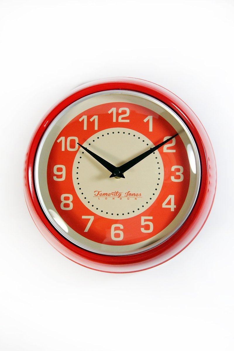 英国の輸入向こう見ずジョーンズレトロクラシック赤いガラスミラー壁掛け時計/クロック - ストック無料輸送 - 時計 - プラスチック レッド