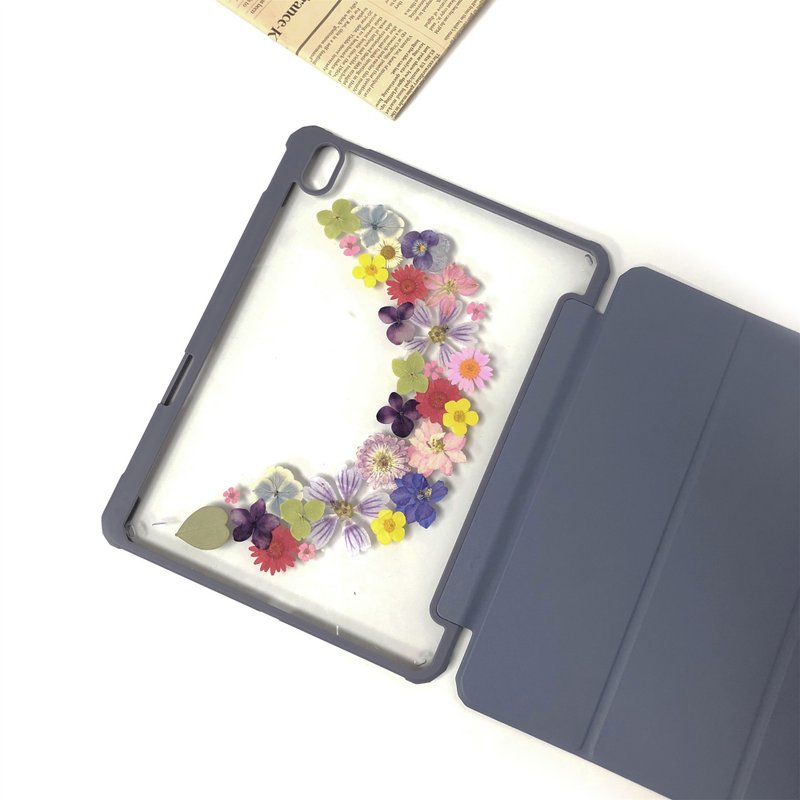 彩色花月亮手工押花iPad外殼 iPad Air 11寸13寸iPad Pro11寸13寸 - 手機殼/手機套 - 植物．花 