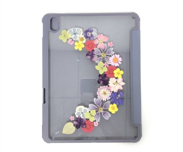 カラフルフラワームーンハンドメイドエンボスiPadケース iPad