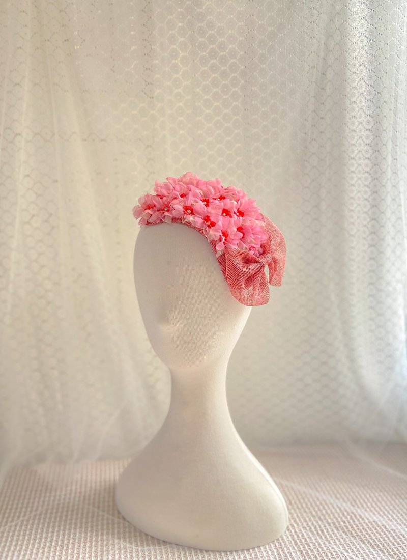 Handmade fabric flower headdress－Euprosyne - หมวก - ผ้าฝ้าย/ผ้าลินิน สึชมพู