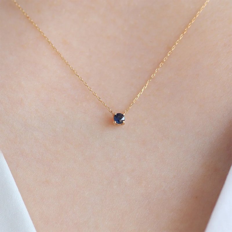 Japanese MONATELIER | K10 (gold) natural colored Gemstone necklace [Sapphire] - สร้อยคอ - เครื่องเพชรพลอย สีทอง