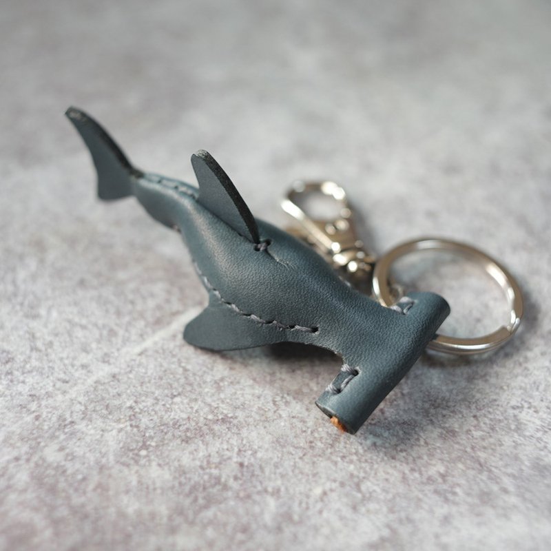 ONE+ Hammerhead shark Key holder - Keychains - Genuine Leather Blue