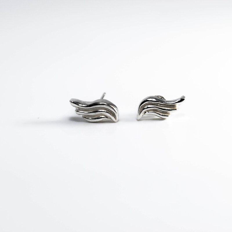 Small wings earrings - ต่างหู - โลหะ สีเงิน