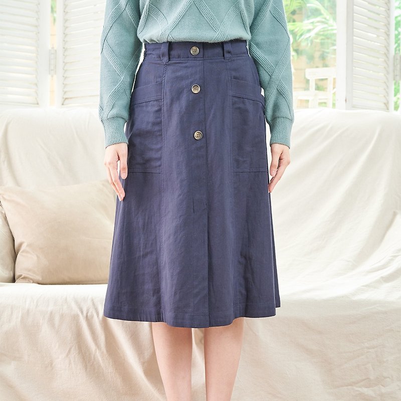 Hana Mokuba Elegant Back Elastic Breasted A-Line Skirt