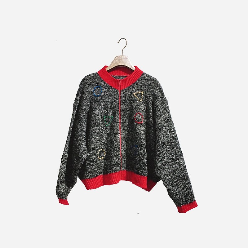 Dislocated vintage / geometric line knitted jacket no.1293E1 vintage - สเวตเตอร์ผู้หญิง - วัสดุอื่นๆ สีดำ