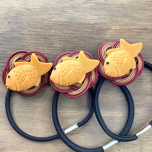 たい焼き】水引 ヘアゴム おやつ 和菓子 鯛 魚 可愛い - ショップ
