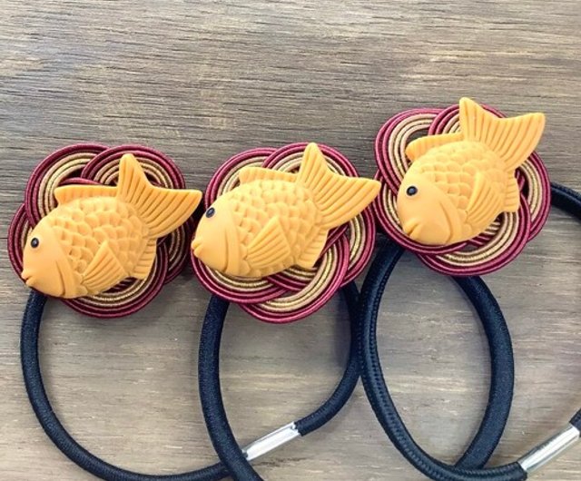 たい焼き】水引 ヘアゴム おやつ 和菓子 鯛 魚 可愛い - ショップ