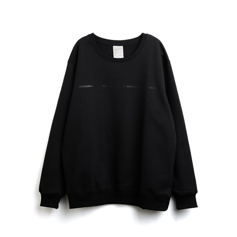 Wave Sweater - 帽T/大學T - 棉．麻 黑色