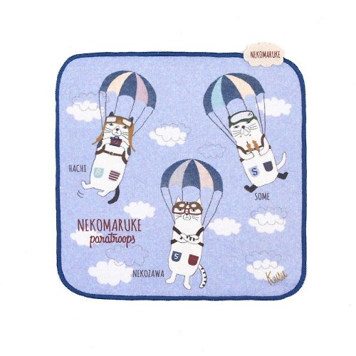 Kusuguru Japan Kusuguru Japan紗布絨手帕 毛巾 日本眼鏡貓 NEKOMARUKE系列-藍色
