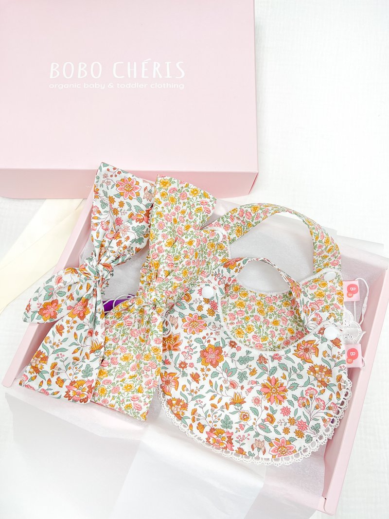 BOBO CHÉRIS x Liberty Fabrics Organic Cotton Baby Bib and Newborn Baby Gift Set - Baby Gift Sets - Cotton & Hemp Pink