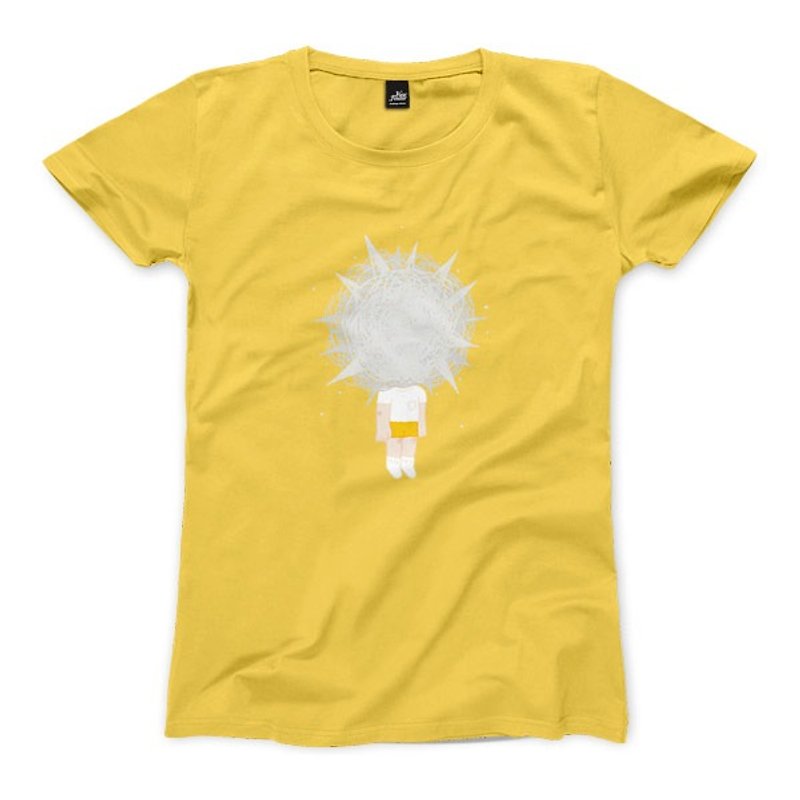 Bear scarce - yellow - female version of T-shirt - เสื้อยืดผู้หญิง - ผ้าฝ้าย/ผ้าลินิน สีเหลือง