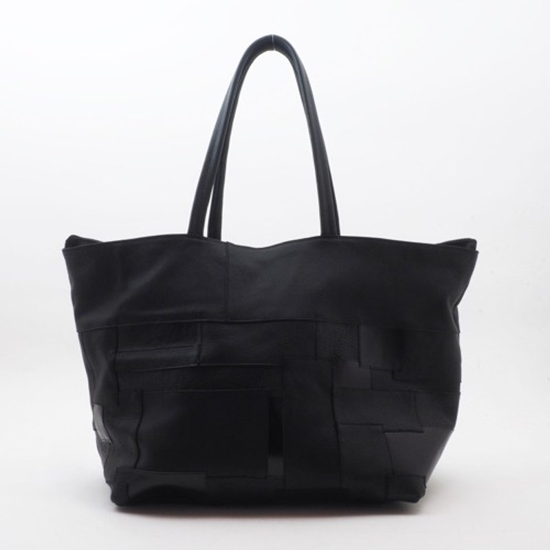 Leather travel bag (black)/goat leather/cowhide/artificial leather/TB002 - กระเป๋าถือ - หนังแท้ 