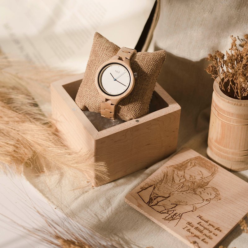 【客製化】天然楓木鏡片木錶 - 女錶 - 木頭 