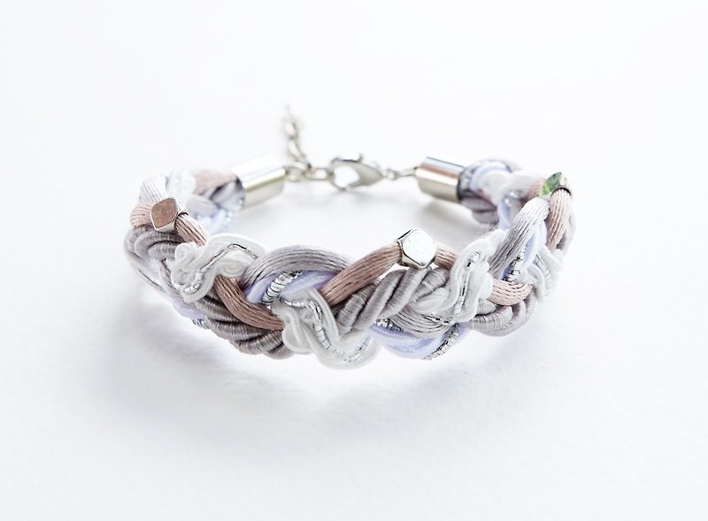 Gray white brown braided bracelet - Bracelets - Other Materials Gray