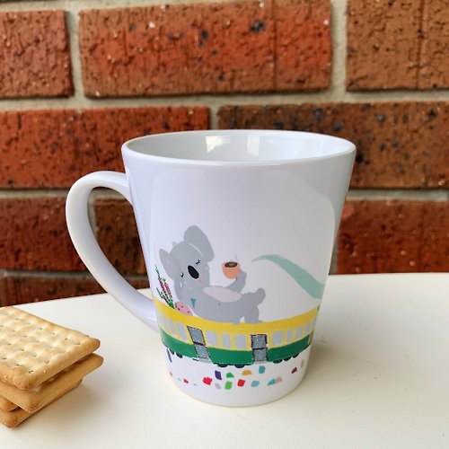 Suki McMaster NEW Latte Mug - Koala on tram - Melbourne Limited Edition