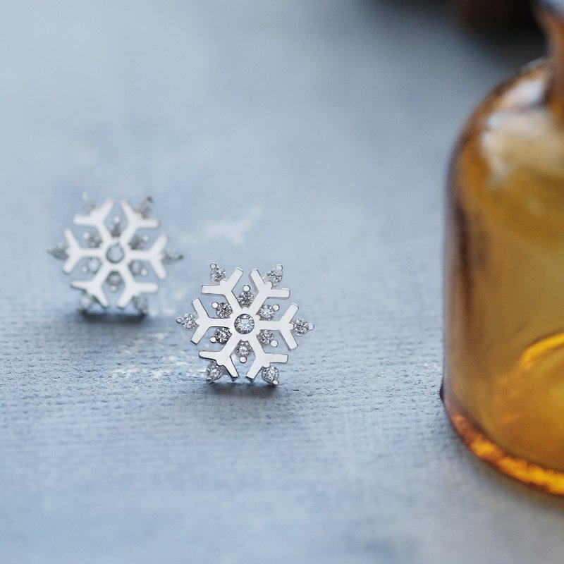 Snowflake earrings, Silver 925 - Earrings & Clip-ons - Other Metals Silver