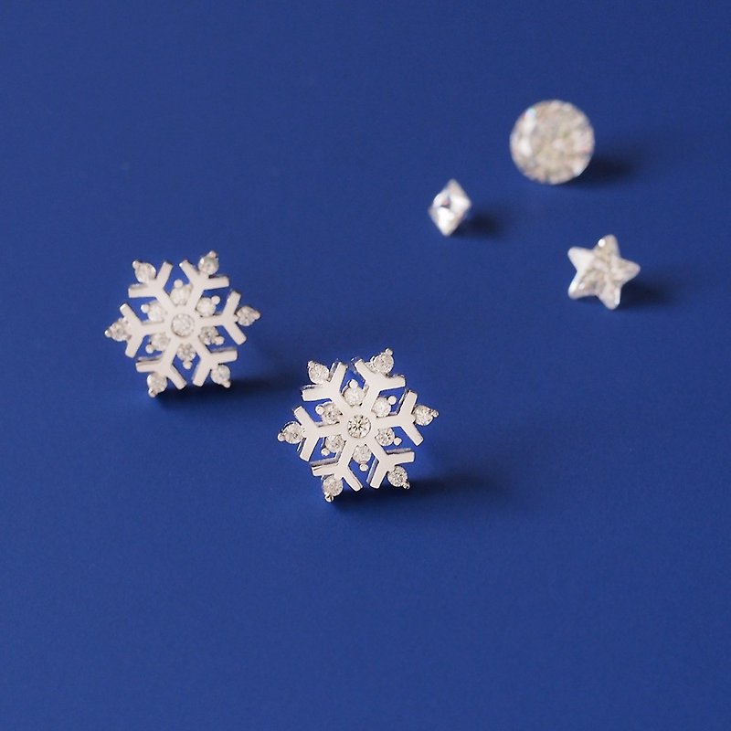 Snowflake earrings Silver 925 - ต่างหู - โลหะ สีเงิน