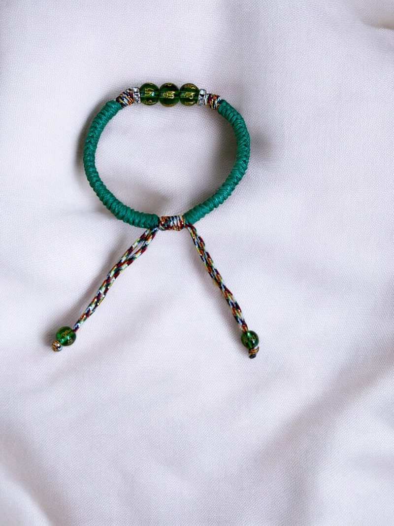 六字真言 五色能量 金剛結手環 綠 伸縮款 - 手鍊/手環 - 其他材質 綠色