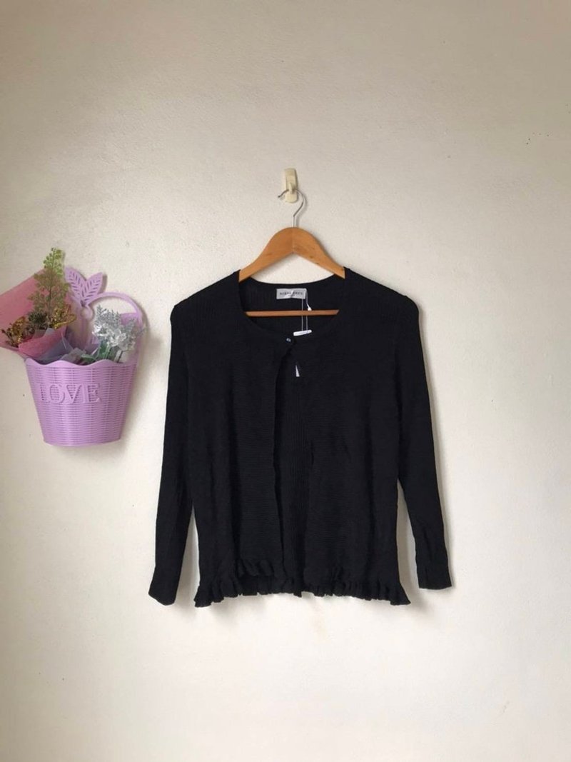 Vintage SCENE DEUX PARIS.Black Knit Cardigan Size L - 女襯衫 - 聚酯纖維 