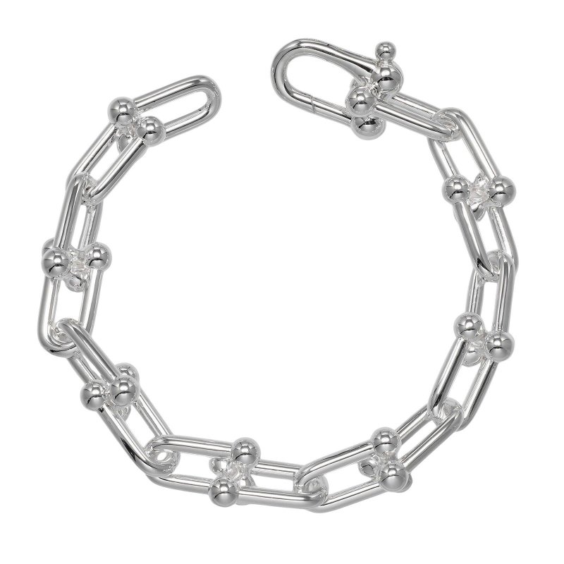 ティファニー TIFFANY&Co. ハードウェア ラージリンク ブレスレット 腕周り約19.5cm シルバー925 アメリカ製 約70g レディース - 手鍊/手環 - 銀 銀色