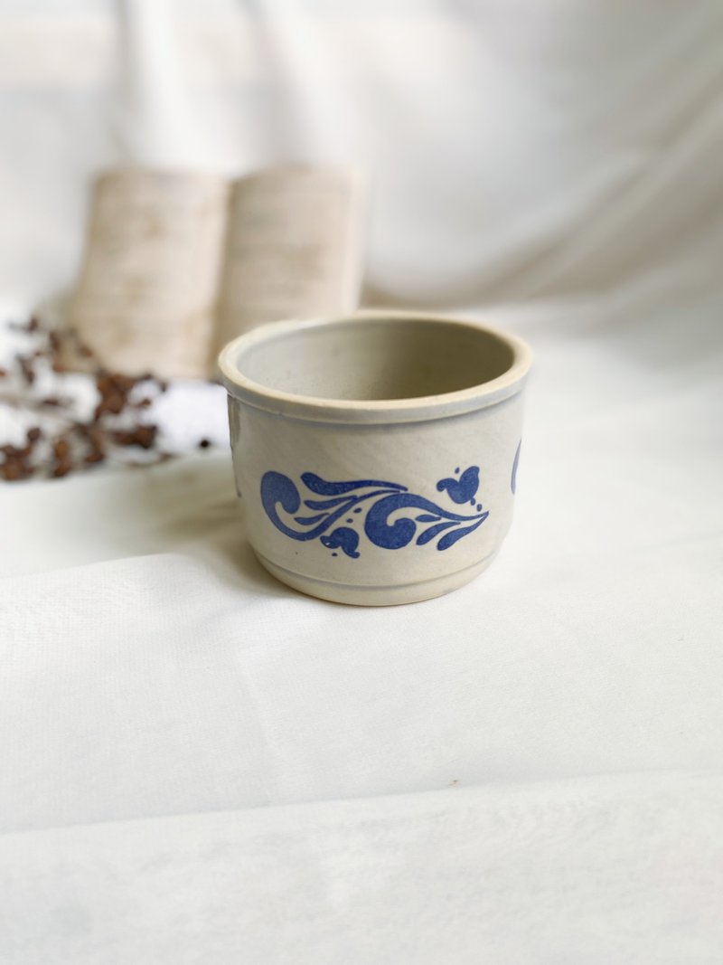 【好日戀物】德國帶回手作鹽釉手繪鈷藍色花紋碗 - 茶壺/茶杯/茶具 - 陶 多色