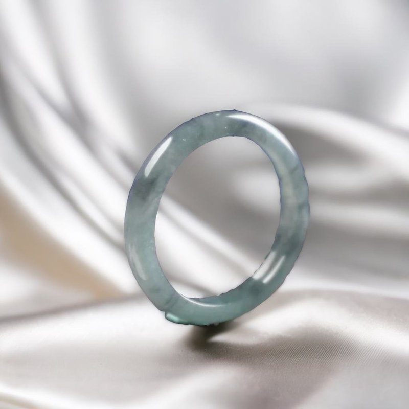 Ice blue water jadeite ring ring | International 10 size | Natural grade A jadeite | Gift giving - แหวนทั่วไป - หยก สีใส