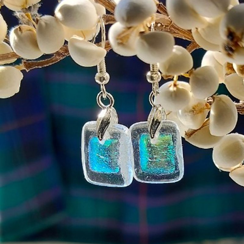 Glazed Earrings~Ice Cube Glazed~ - Earrings & Clip-ons - Colored Glass Transparent