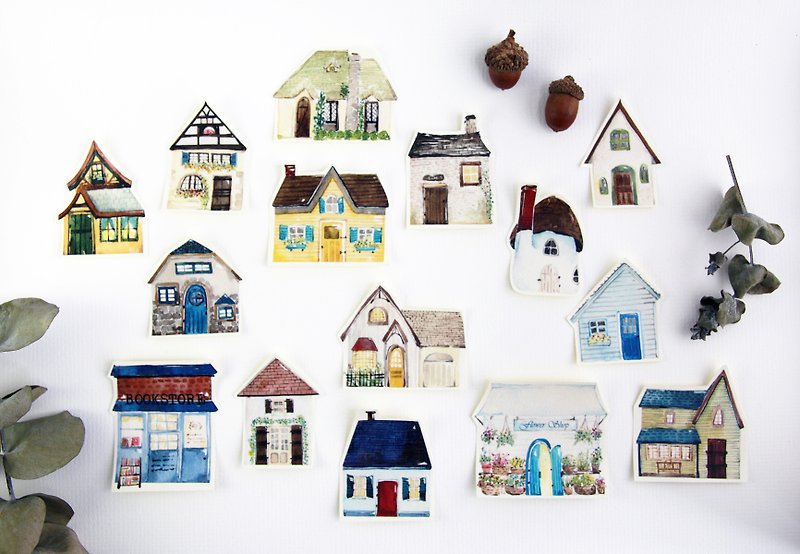 Caroline forest town full set of 15 (excluding Limited winter cabins) sticker pack - สติกเกอร์ - กระดาษ 