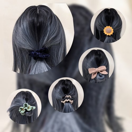 かぎ針編みのヘアゴム|ヘアアクセサリー|シュシュ - ショップ c