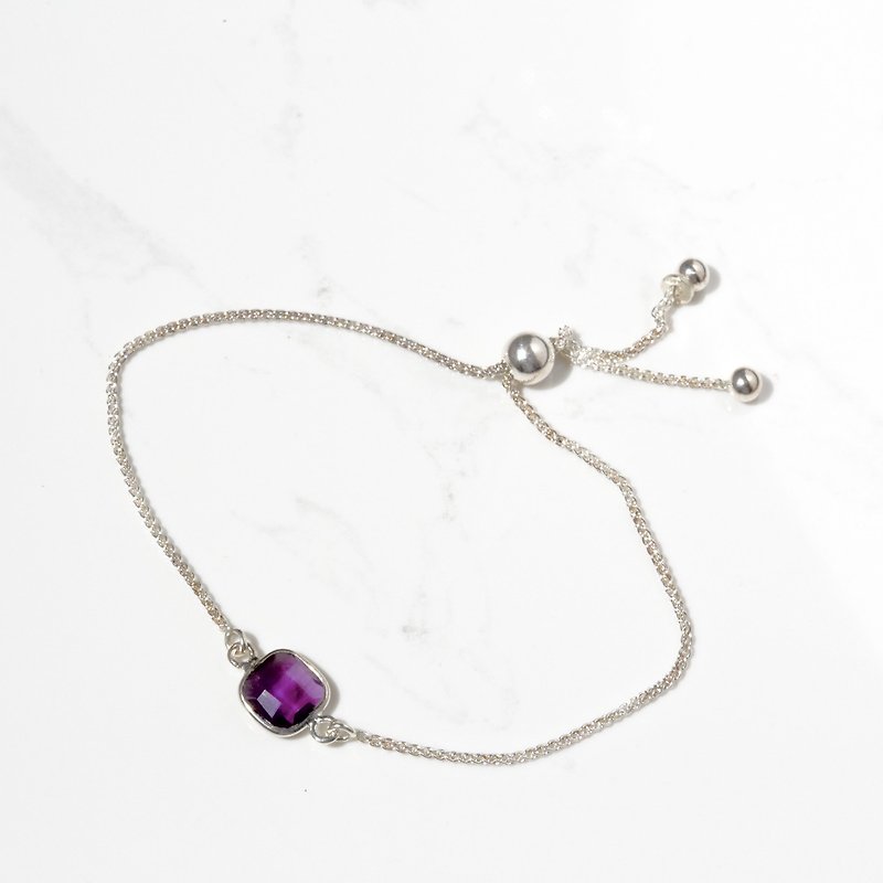 氣質 天然 方型 紫水晶 s925 純銀 手鍊 生日 週年 情人節 禮物 - 手鍊/手環 - 水晶 紫色