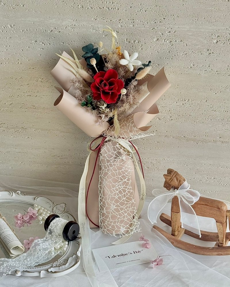 嗜花所 - 胭脂奶茶 七夕情人花束 花禮 情人節 花束 告白花束 - 乾燥花/永生花 - 植物．花 