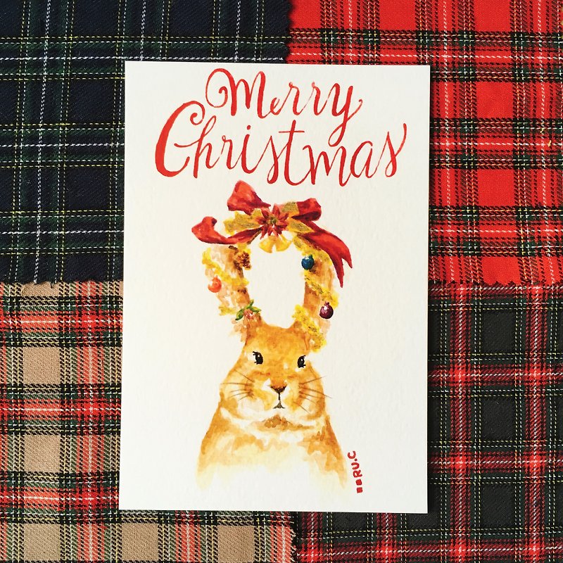 バニークリスマスカードポストカード（言葉付き） - カード・はがき - 紙 多色