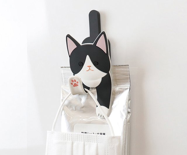 Japan Magnet Hook - Black and White Cat