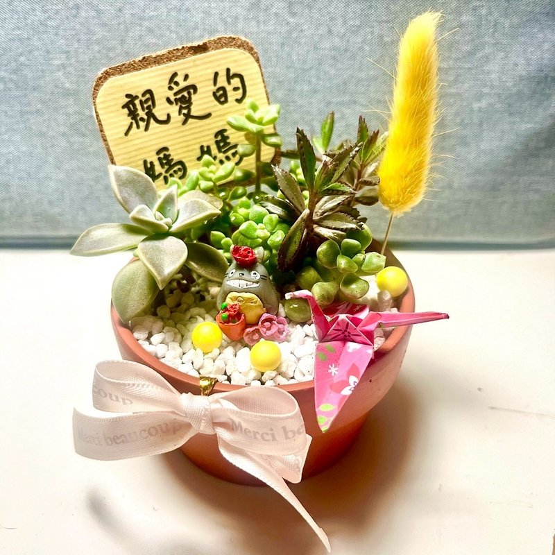 母親節 禮物 生日送禮 龍貓 禮物 多肉組盆 多肉植物 客製化訂單 - 盆栽/植栽 - 植物．花 綠色