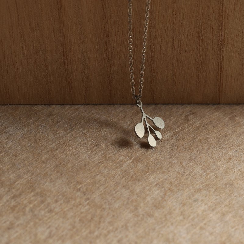 Eucalyptus Pendant - Necklaces - Stainless Steel 