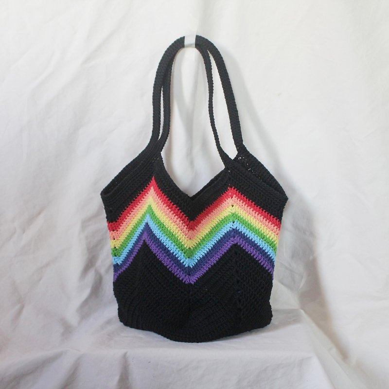 Rainbow on Black ,Rainbow Tote Bag ,Market Tote ,Shopping Bag ,Tote Bag - Handbags & Totes - Other Materials Multicolor