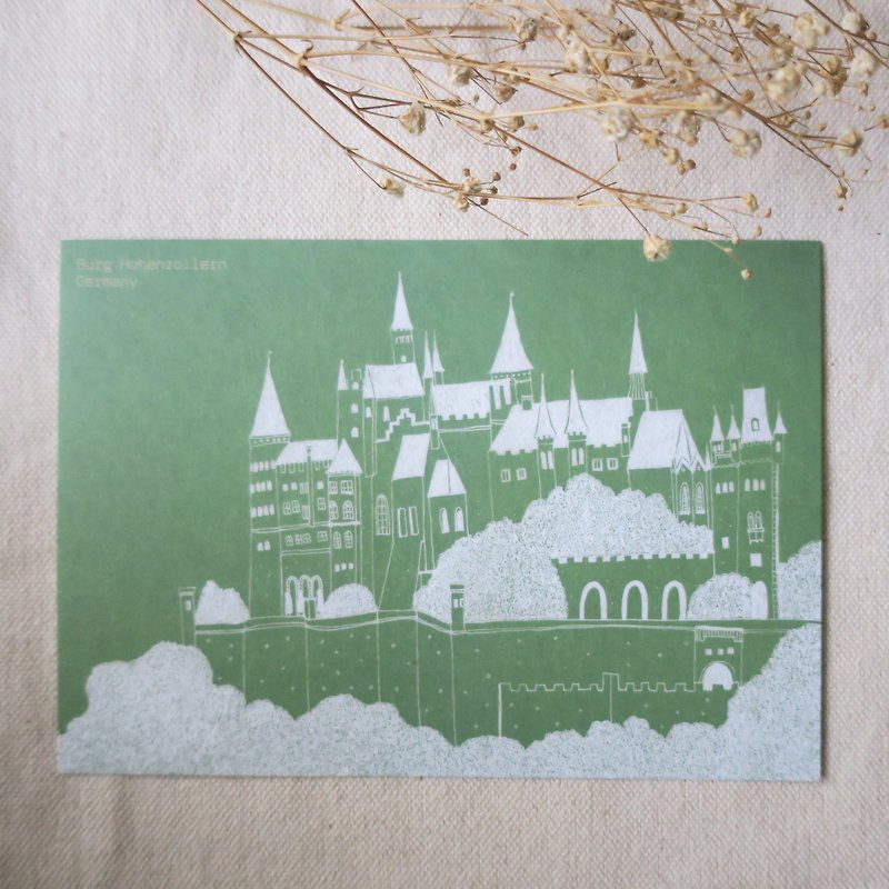 Travel landscape-Germany-Hohenzollern Castle / Illustrated postcard - การ์ด/โปสการ์ด - กระดาษ 