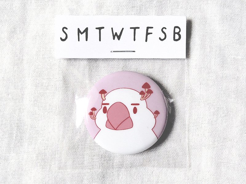 Munbird Long Shiitake Mushroom Badge/Badge/Brooch/Brooch - Badges & Pins - Other Metals Pink