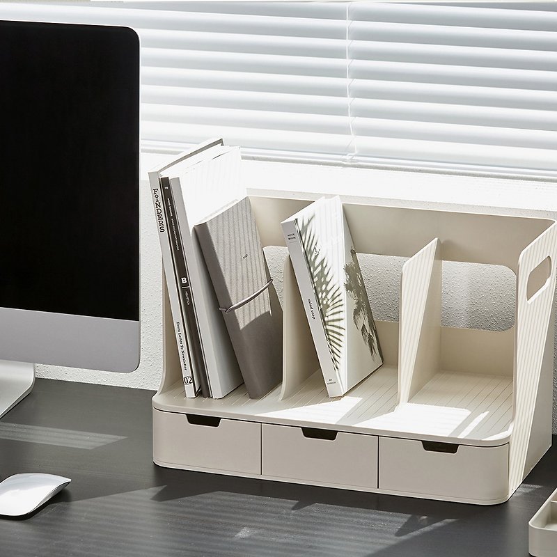 South Korea SYSMAX Oreo three-section multi-functional drawer-type combination bookshelf (beige) - กล่องเก็บของ - พลาสติก 