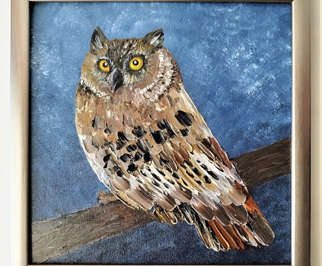 アクリルテクスチャーのフクロウ鳥の絵の壁の装飾でご自宅にスタイルを