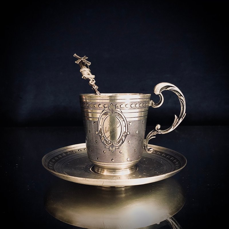 French Christofle Louis XVI style GALLIA series customized pewter silver- Silver coffee cup - Mugs - Other Metals Silver