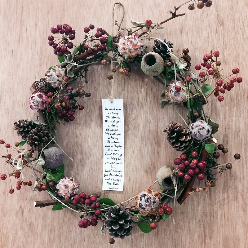 Light wreath | dried fruit | wreath [about 26cm in diameter] - ของวางตกแต่ง - พืช/ดอกไม้ 