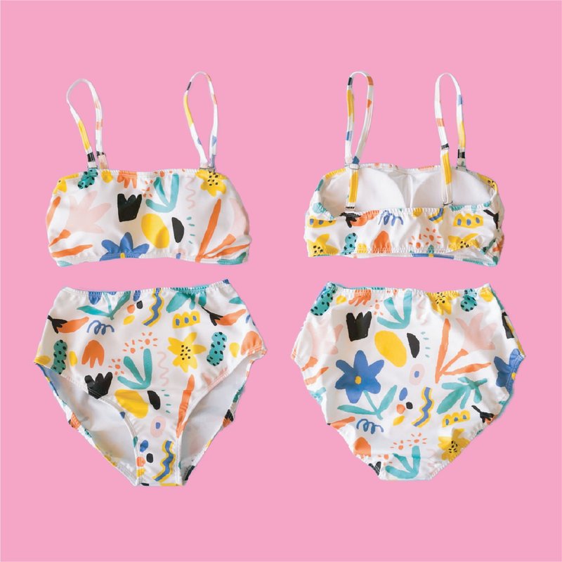 SWIMWEAR  TWO PIECES - HIGH WAIST / RANDOM FLOWERS PATTE - 其他 - 其他材質 白色