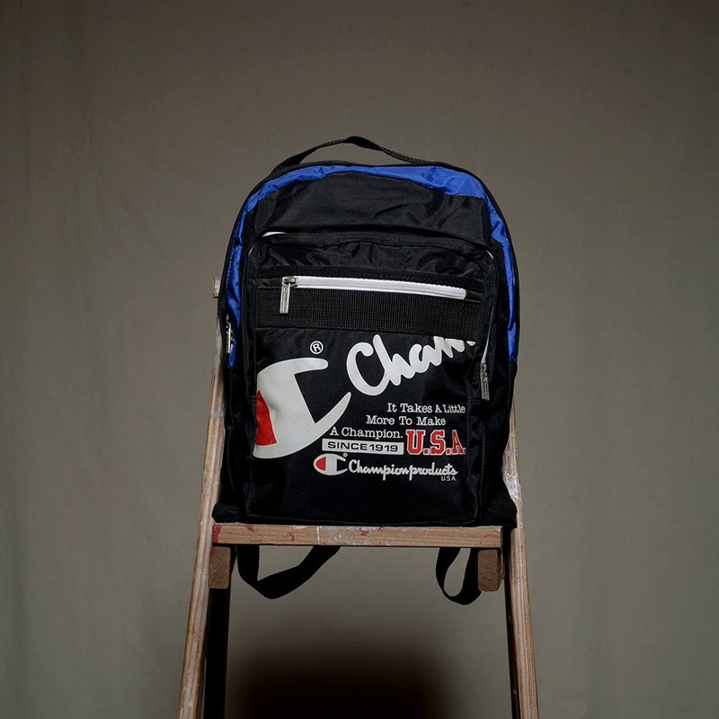 Old Yang - Vintage Champion retro mountaineering bags - กระเป๋าเป้สะพายหลัง - เส้นใยสังเคราะห์ สีดำ